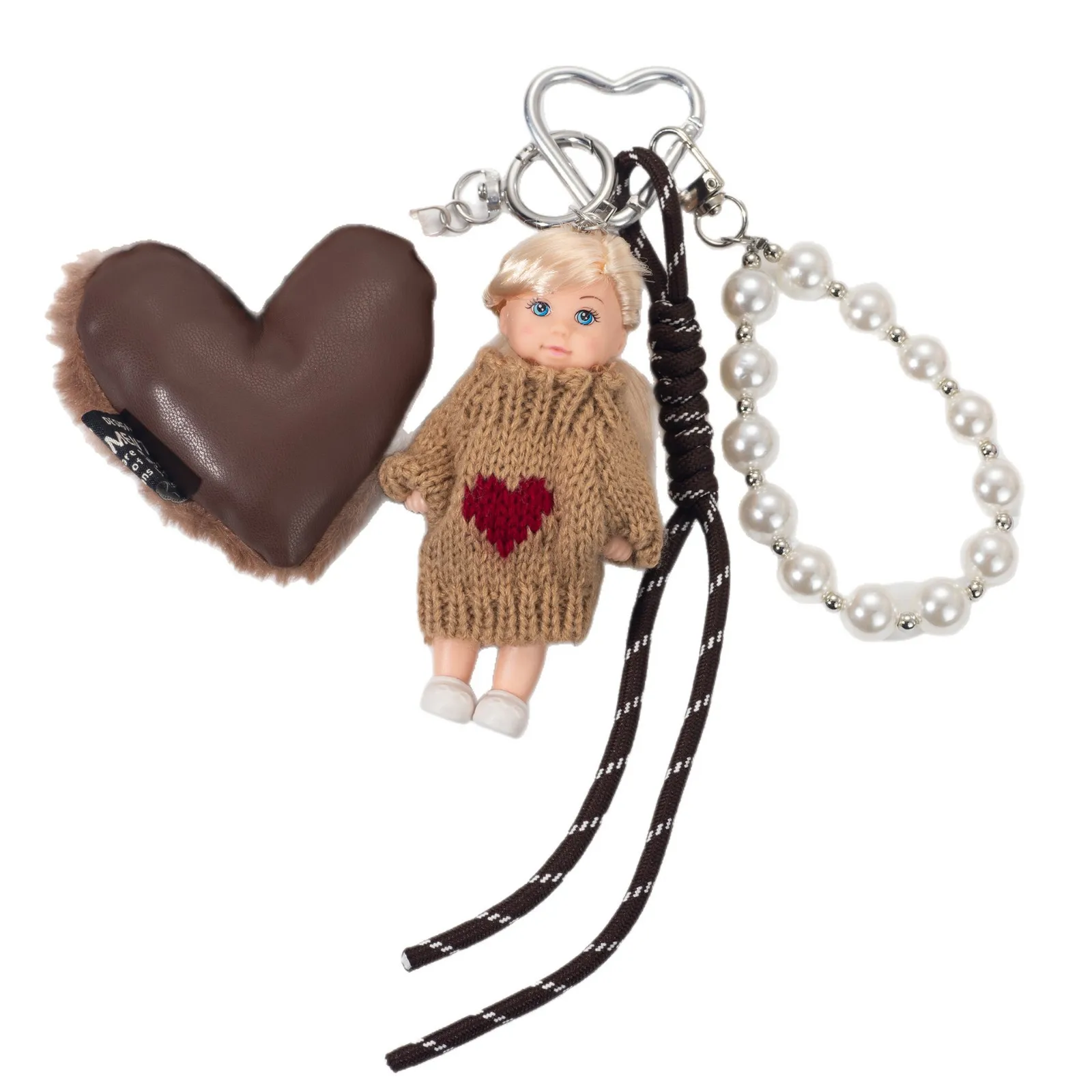 Ins Korean Version Sweet Cute Face Princess Doll Keychain Exquisite Love Accessories Backpack Decor Pendant Keychain Gifts