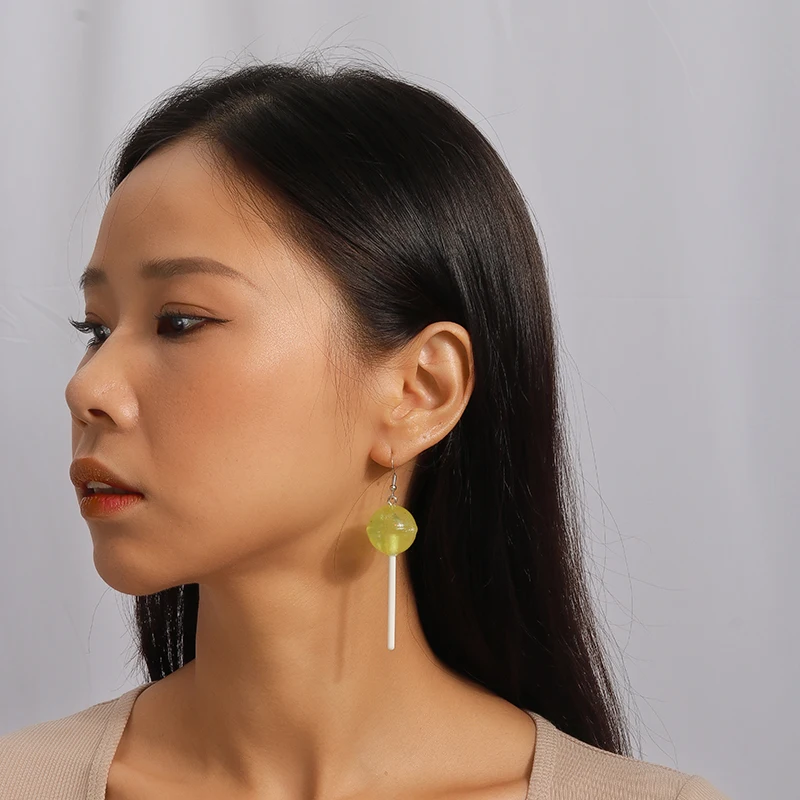 Sweet Candy Color Lollipop Drop Earrings for Women Funny Simulation Food Flower Dinosaur Dangle Hook Earrings Girls Jewelry Gift