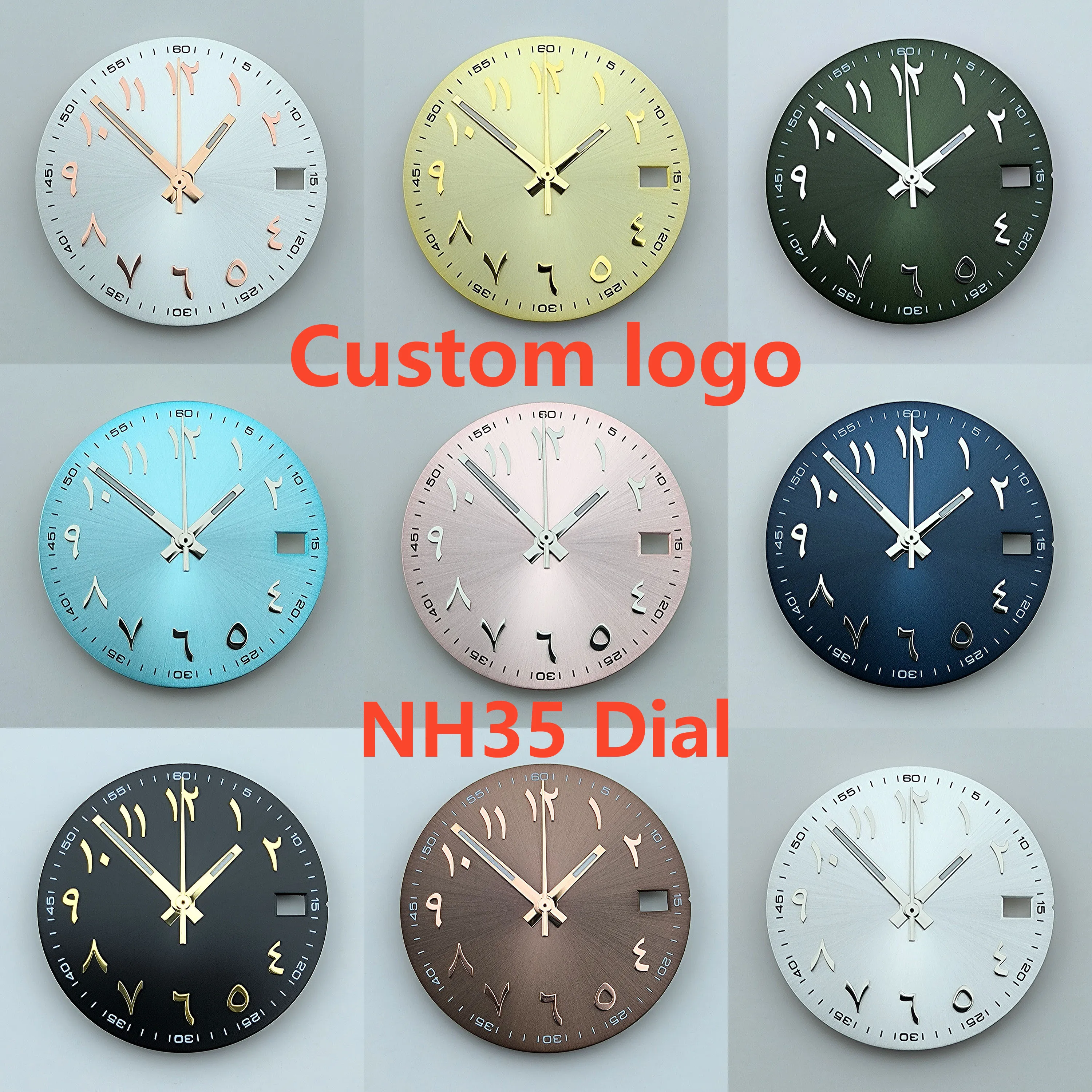 Nh35 Wijzerplaat Custom Logo 28.5Mm Arabische Cijfers Wijzerplaat Geen Lichtgevende Geschikt Voor Nh35/Nh36 Beweging Horloge Accessoires Reparatie Tools