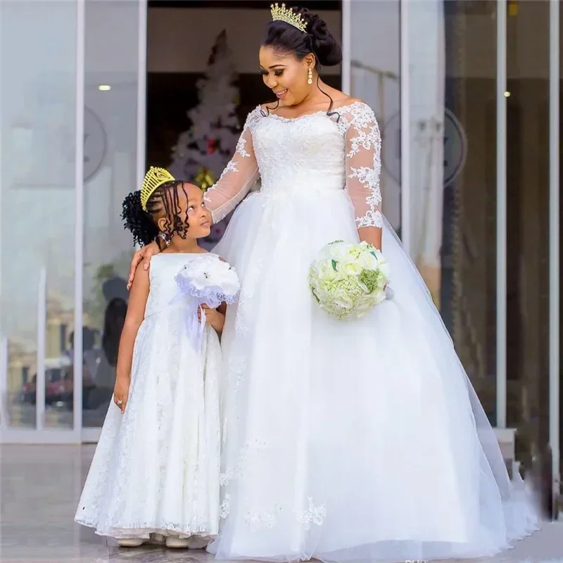 Robe de mariée personnalisée, grande taille, avec des Appliques en dentelle, sur mesure, robes de mariée africaines pour filles noires, 2025