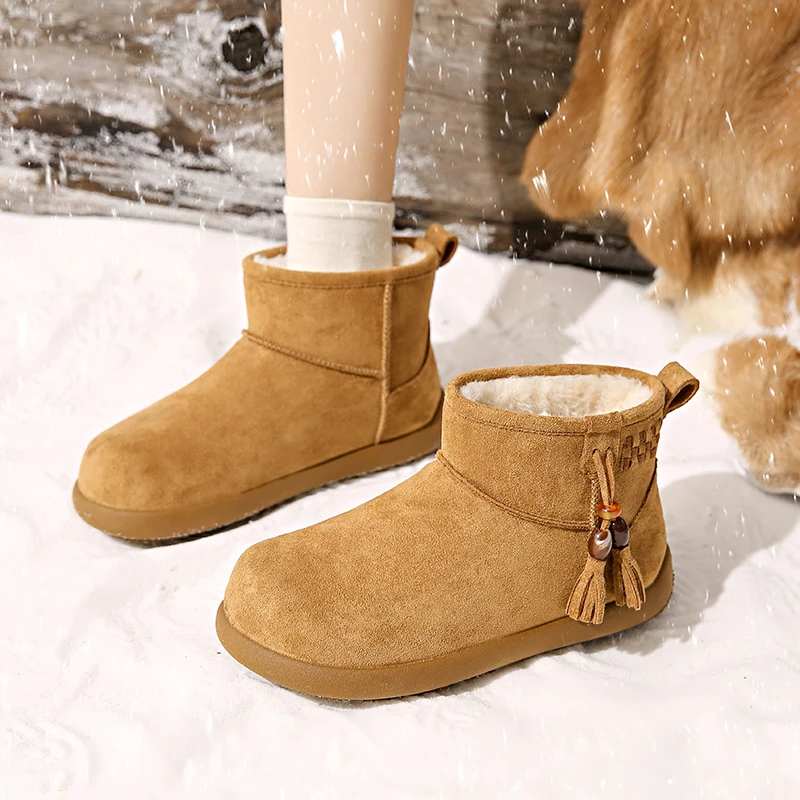 

now Boots for Women 2025 New style Winter versatile waterproof anti-slip fleece thickened and warm cotton shoes for women