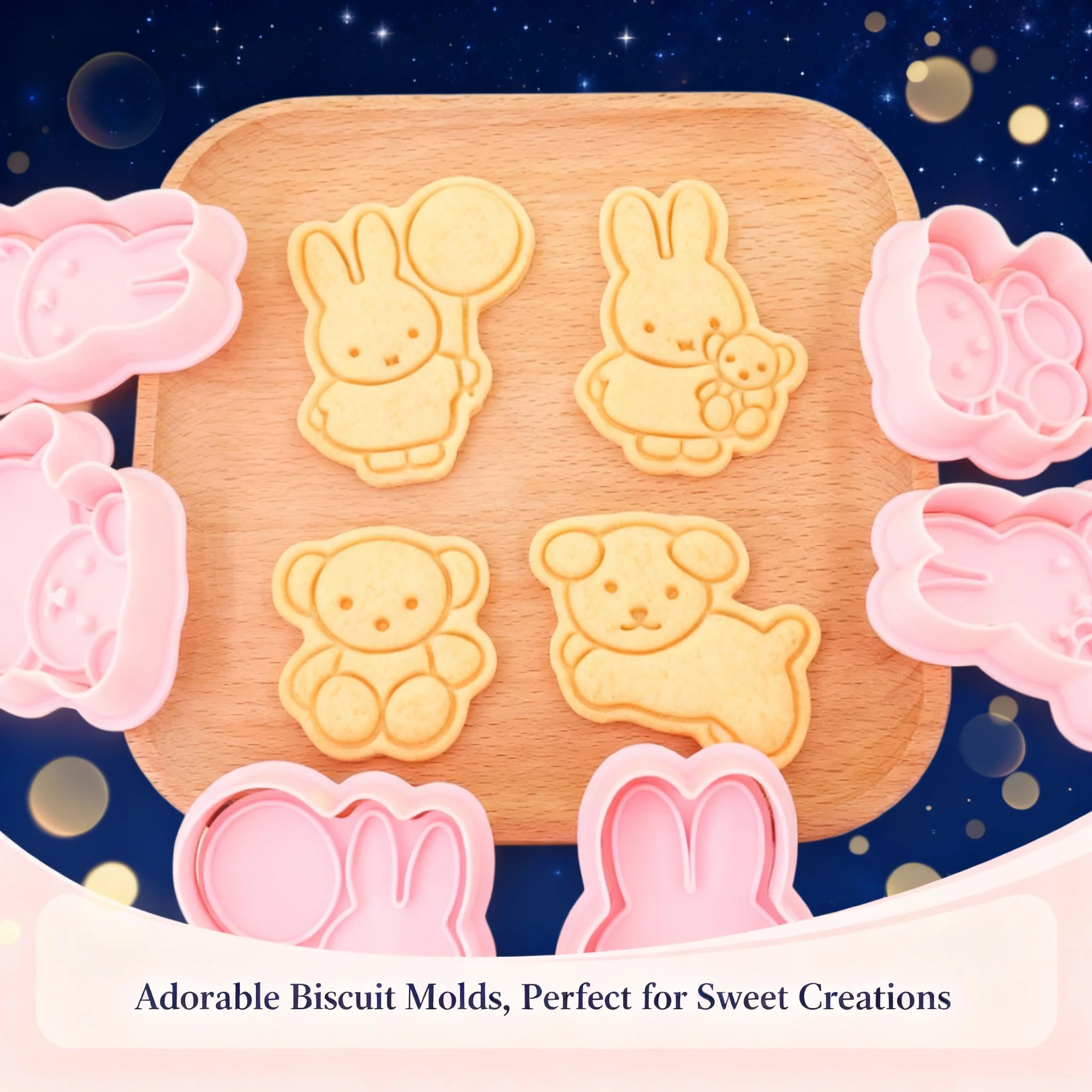 3D Cartoon Miffy Kawaii Rabbit Head DIY Biscuit Mold Boris Decoration Creative Cake Fun Novelty Tool for Girls Gift Toy Set