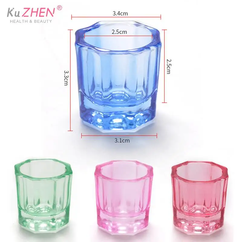 1 Stück Regenbogen quadratische Herz Tasse Acryl flüssige Schüssel kristall klare Krone Glas Tasse mit Deckel Schüssel für Acryl pulver Nail Art Tool