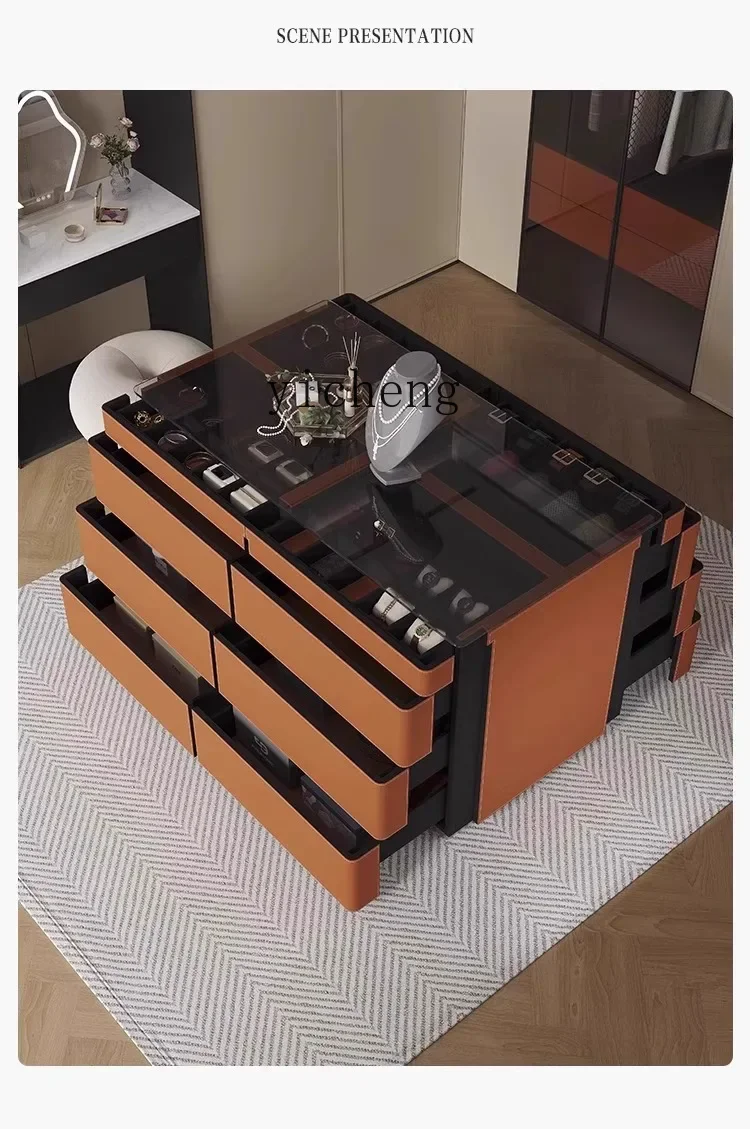 

LX Cloakroom Center Island Bedroom Jewelry Display Cabinet Modern Light Luxury Integrated Floor Storage