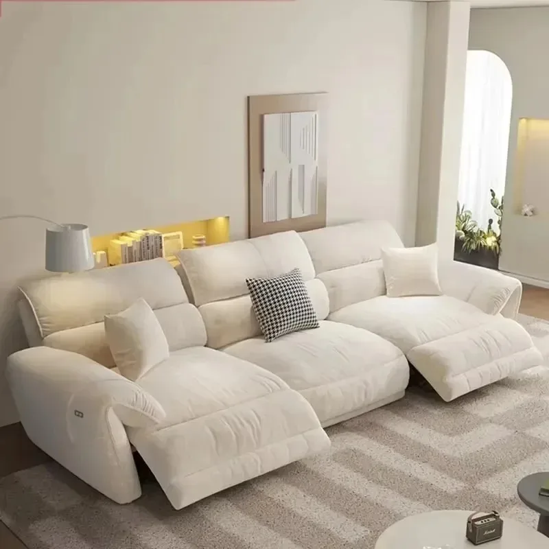Microfiber Beige Electric Sofa Armrest Waterproof Relax Luxury Modern Recliner Sofa Loveseat Sleeper Divano Di Lusso Furniture