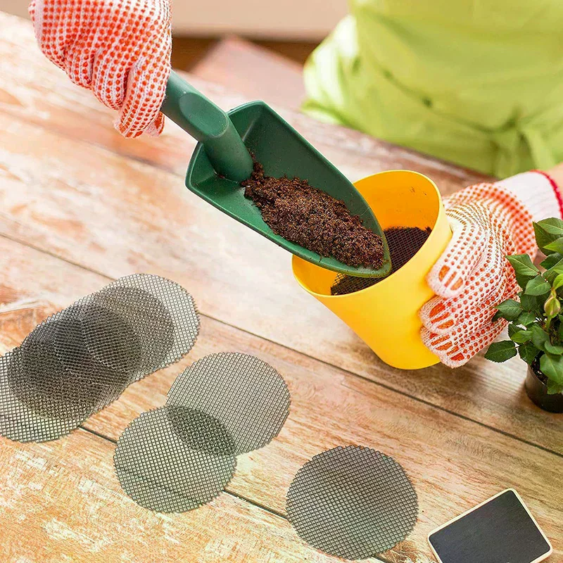 Pot Hole Mesh Pad Grid Round Drainage Hole Screen For Pot Bottom Prevent Soil Loss Bonsai Flower Plant Gardening Tools 50pcs