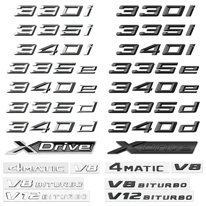

316i 318i 320i 335d 340d 320e 323e 325e ABS Trunk Boot Emblem Letter Badges Car Logo for BMW M 3-series Glossy Black Accessories