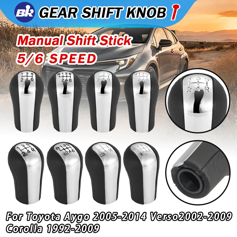 Nouveau pommeau de levier de vitesse de voiture 5 6 vitesses levier de vitesse manette de vitesse bâton pour Toyota AYGO 2005-2014 Verso 2002-2009 Corolla 1992-2009