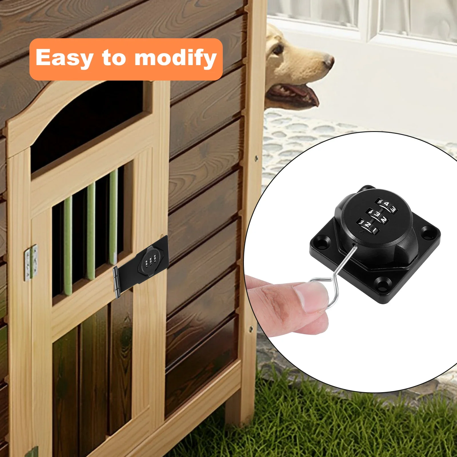 3-Digit Combination Lock Black Keyless Zinc Alloy Cabinet Door Latch Easy DIY Installation Wide Range of Uses Barn Door Outdoor