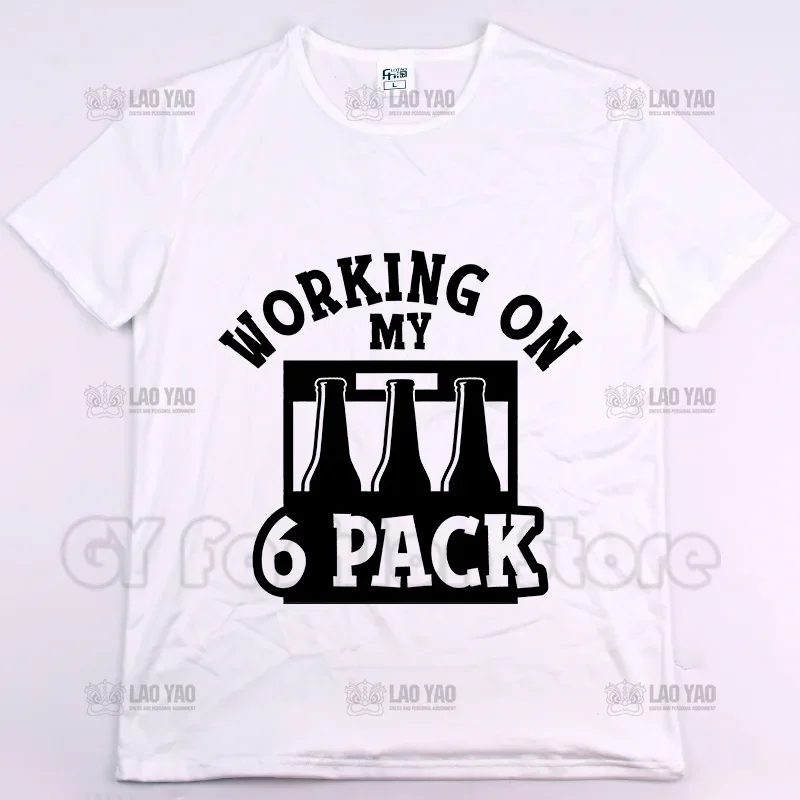 Working on My 6 Pack Hot Selling Summer Printed T-shirt Casual Men Women T Shirts Unisex Street Wear Fashion Tops