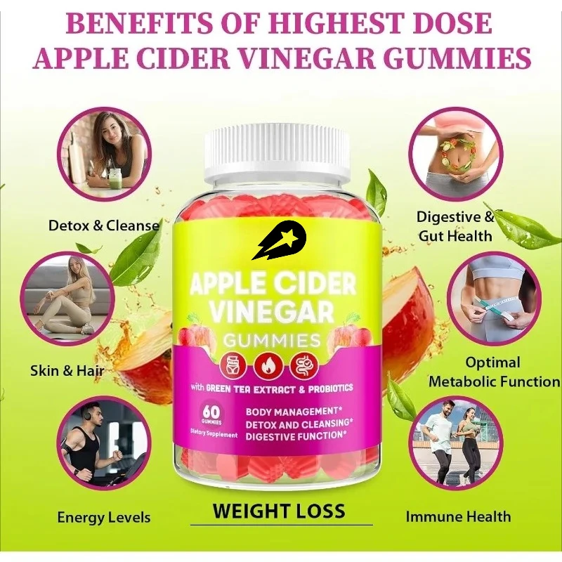 

Apple Cider Vinegar Probiotic Gummies, Keto ACV with Green Tea for Cleansing, Metabolism, Energy, and Digestive Health Support