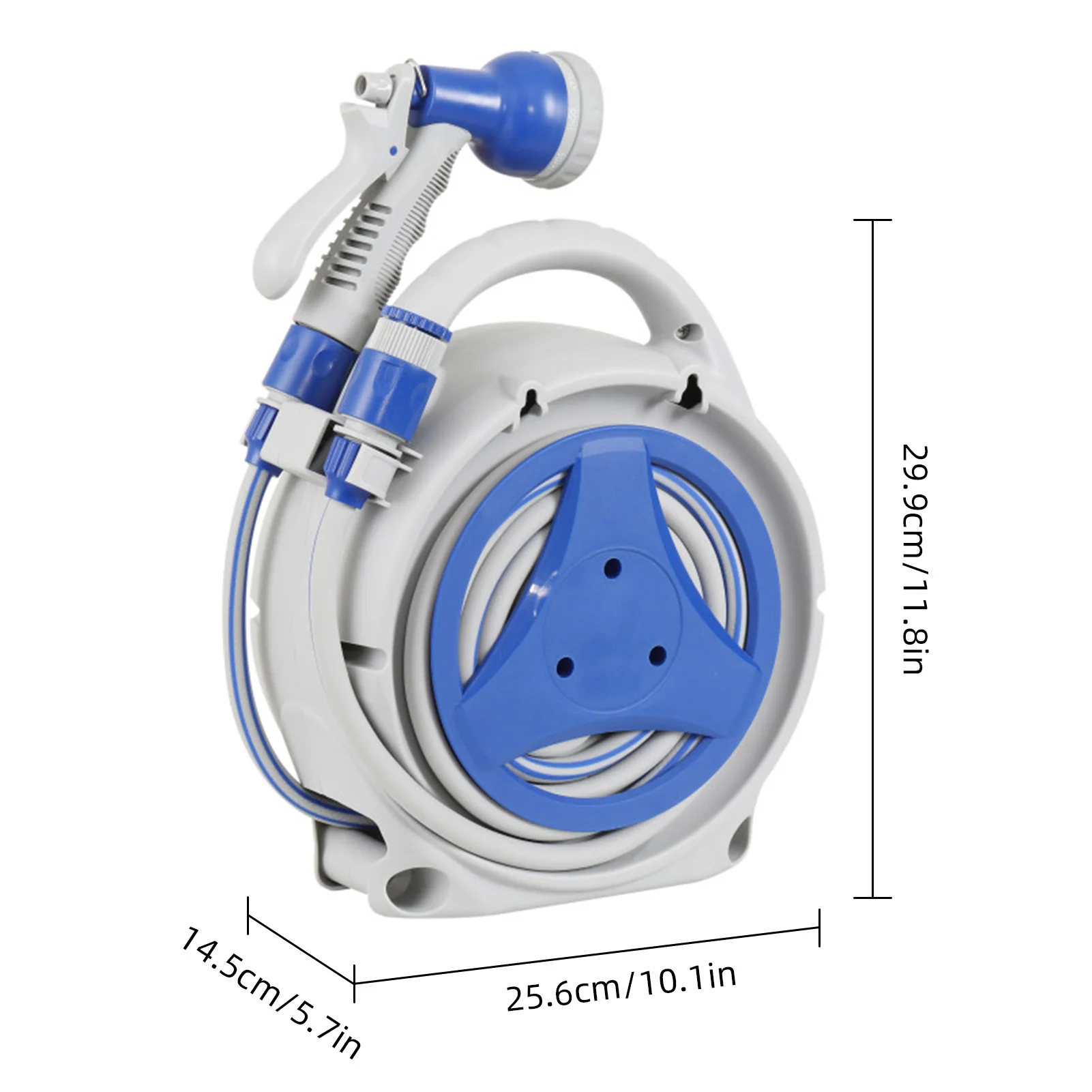 Retractable Garden Hose Reel 8in1 Sprayer Nozzle 43Ft Hose Portable Water Hose Reels  Spray Lock and Pipe Storage Bracket
