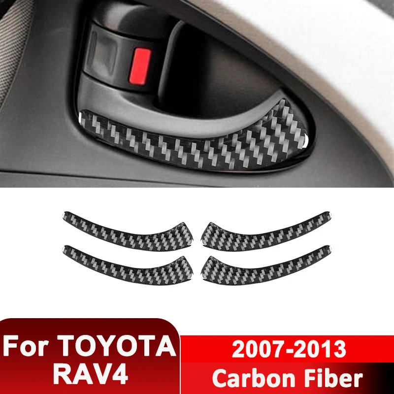 

For TOYOTA RAV4 2007-2013 Carbon Fiber 4PCS Car Inner Door Pull Handle Trim Strips Decorative Sticker Interior Accessories
