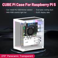 Yahboom Raspberry Pi 5 Protective Case Mini Kit with Cooling Fan and Color Changing Ambient Light Support Installation M.2 SSD