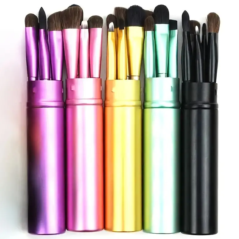 Pędzle kosmetyczne, pędzel do cieni do powiek 5 szt., podróżny przenośny zestaw mini pędzli do makijażu oczu rozmazywanie cieni do powiek Eyeliner pędzel do brwi wargi