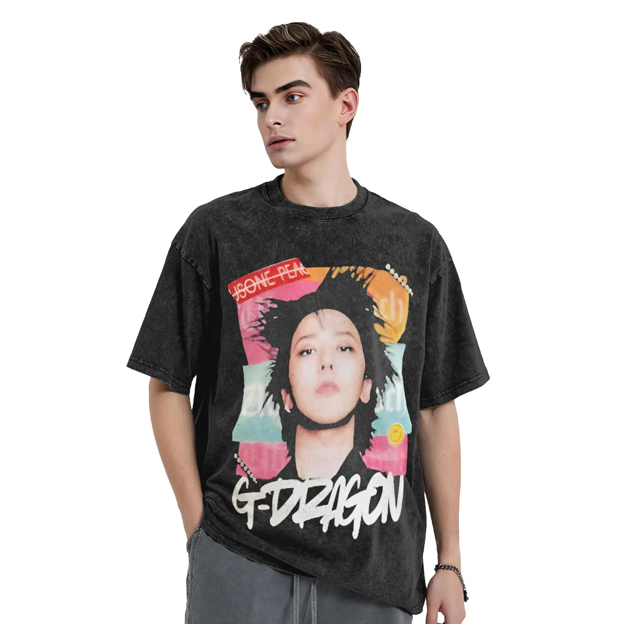 Ubermensch Gdragon جولة حول العالم 2025 تي شيرت الرجال Crewneck القطن الخالص غسلها تي شيرت قصيرة الأكمام تي شيرت ملابس الصيف