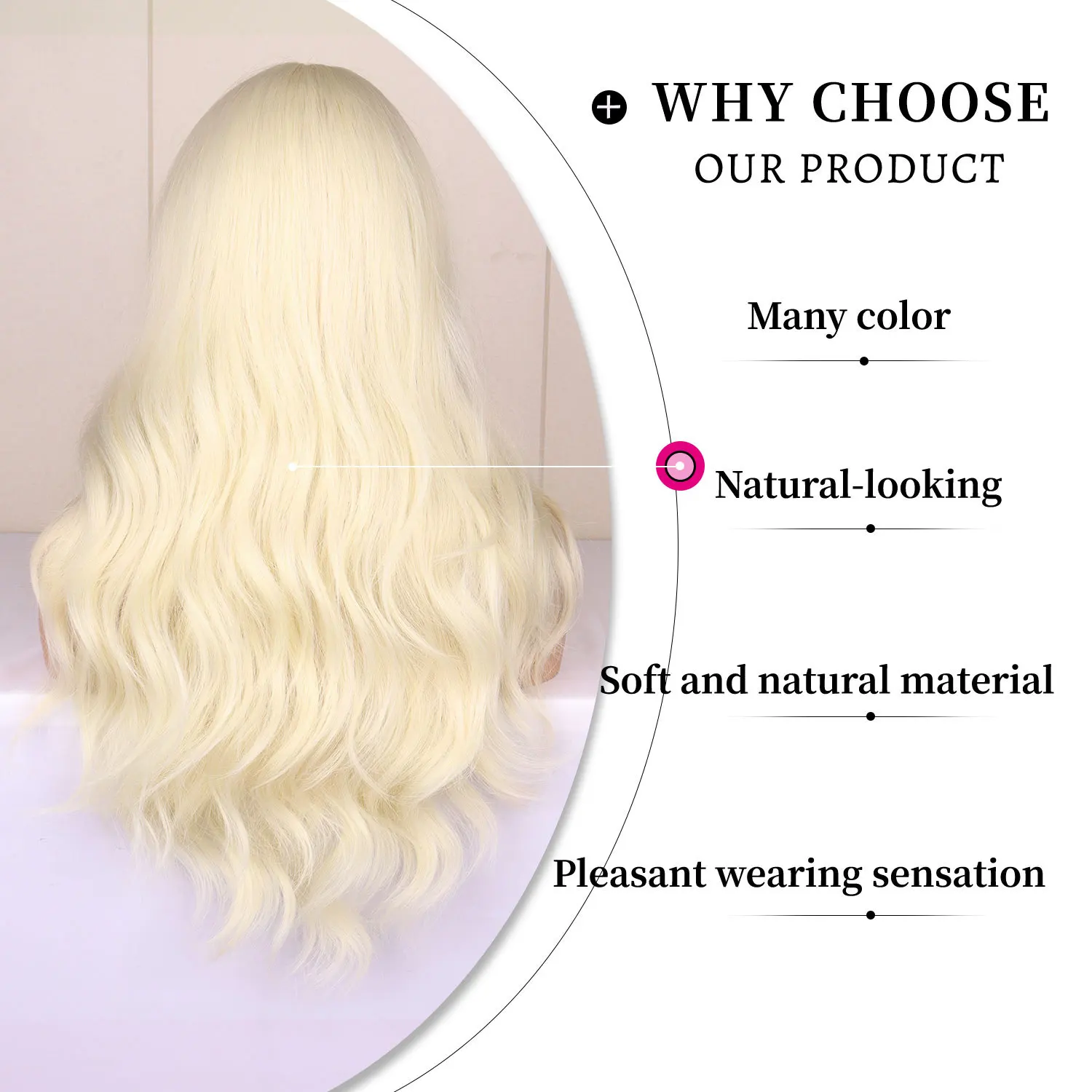Blonde synthetic wig with straight bangs Ladies Cosplay wig High temperature silk wig set with big waves and long curly hair image 5