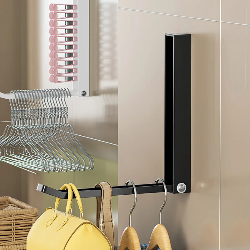 Hanger Clip Storage Rack Retractable Perforation-free Shelves Dormitory Home Wall Mounted Clothes Hat Foldable Holder Oraganiser