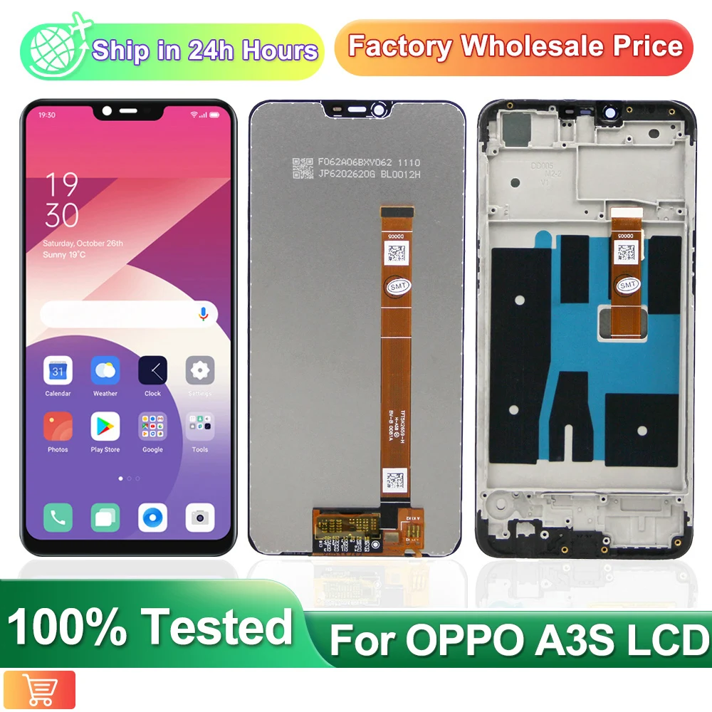 

6.2'' For OPPO A3S CPH1803 CPH1853 LCD Display Touch Panel Sensor Digitizer Assembly For OPPO A3s Screen, With Frame