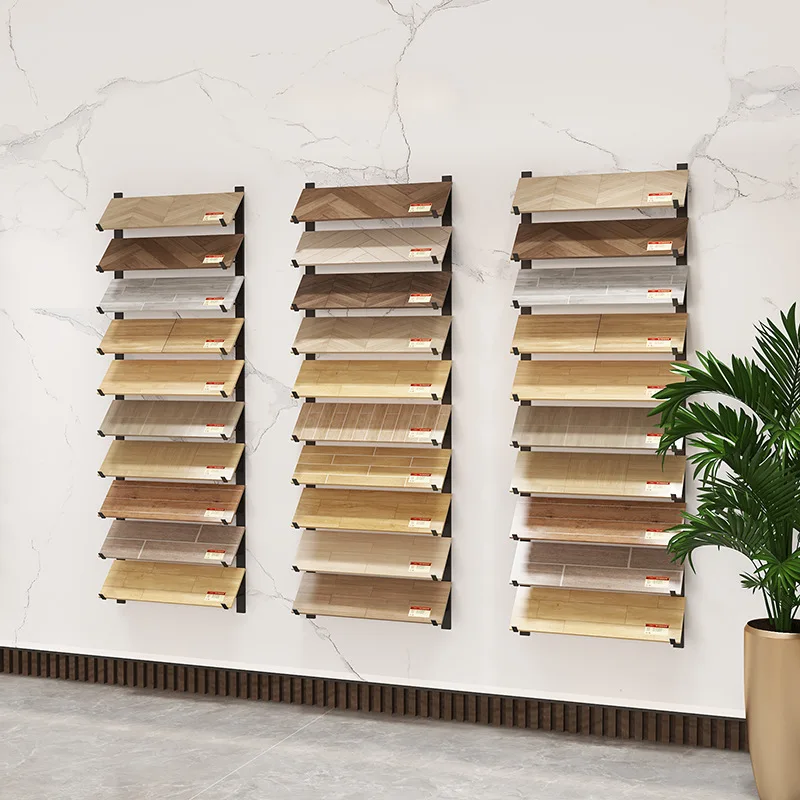 Wooden floor display rack multifunctional wall cloth hanging wall tile color sample skirting line
