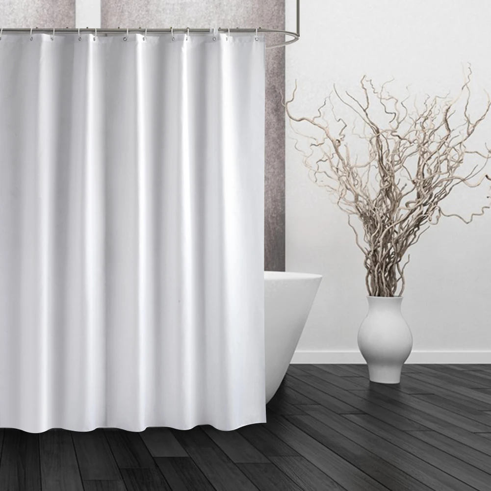 Waterproof Shower Liner Cloth White Shower Curtain Washable Window Tulle Home Bathroom Luxury Curtains with Hooks Heavy Duty