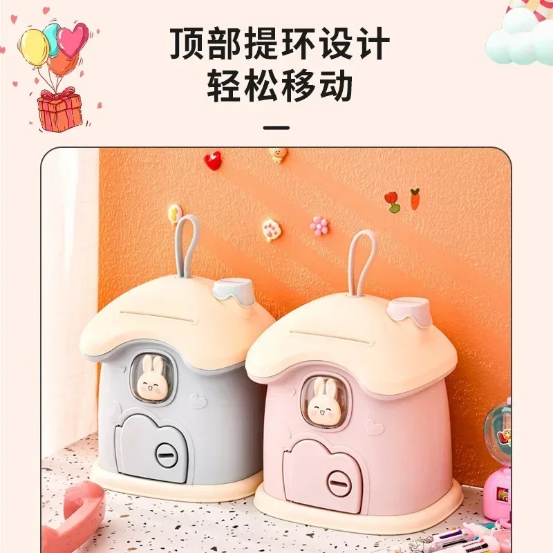 Cartoon Bunny Mushroom House Deposit Can Large Capacity Storage and Retrieval Storage Box Children's Portable Anti Slip Storage