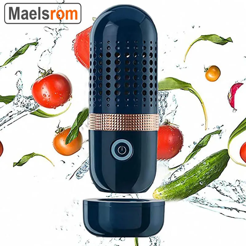 

4400mAh USB Rechargeable Fruit And Vegetable Cleaning Machine Wireless Food Purifier Household Portable Capsule Cleaner