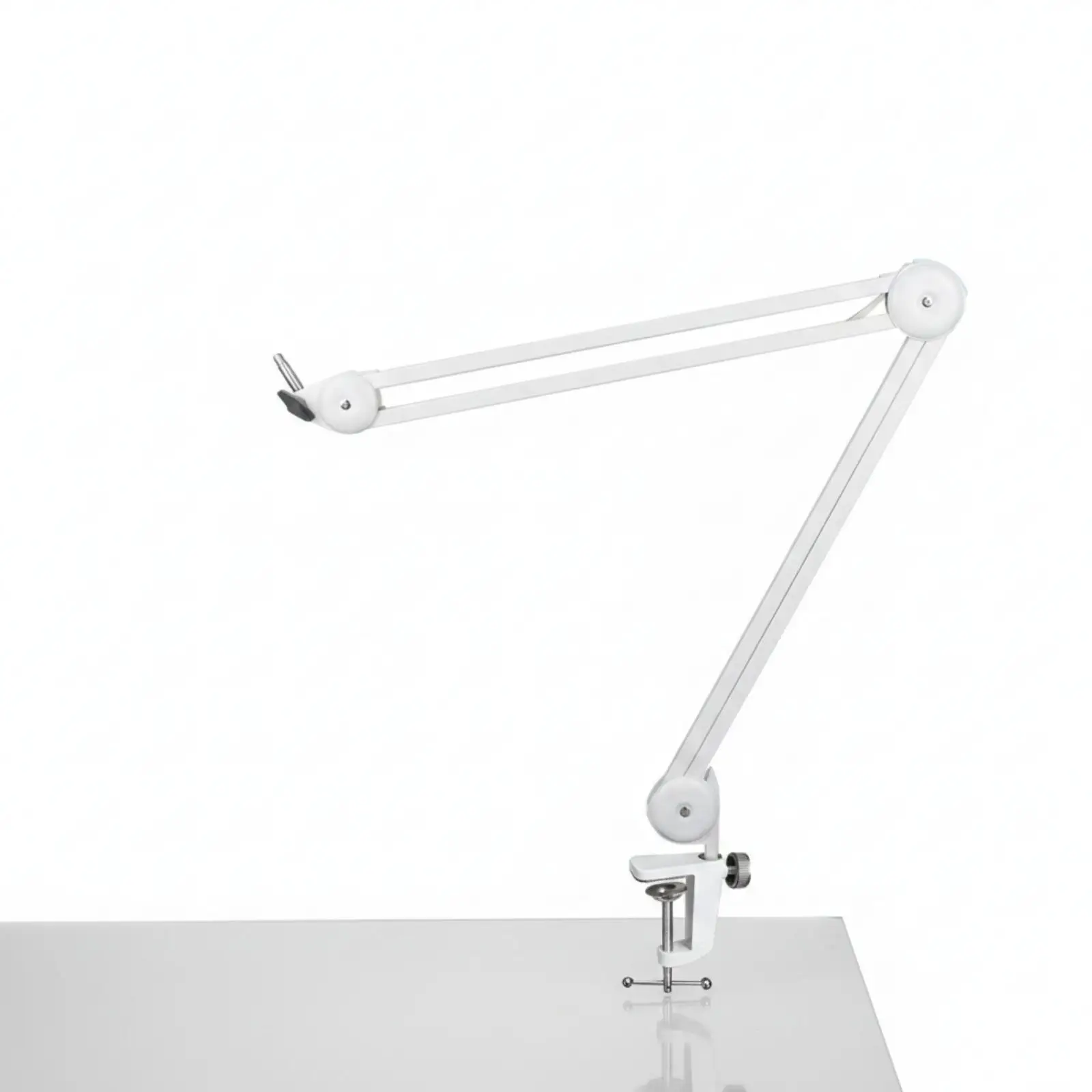 Space Saving Foldable Desk Mic Stand with Rotating Boom Arm for Voice Recording and Live Broadcasting