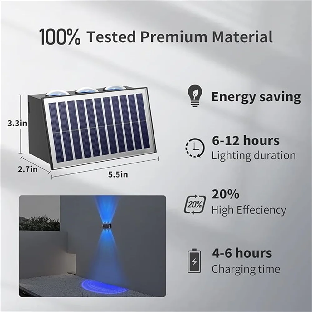 Up And Down Solar Wall Light 4/6/8 LED RGB Solar Fence Light Convex Mirror Solar Wall Washer for Backyard Pool Railing Porch