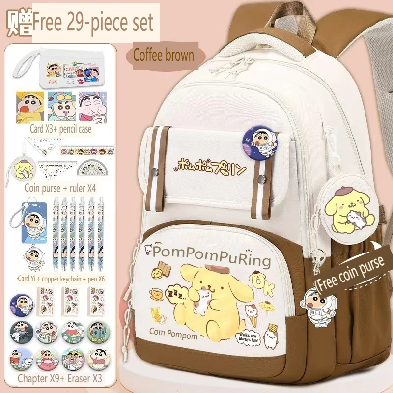 

Sanrio New Pom Purin Cute Schoolbag Student Anime Cartoon Backpack Large Capacity Lightweight Burden Alleviation Backpack