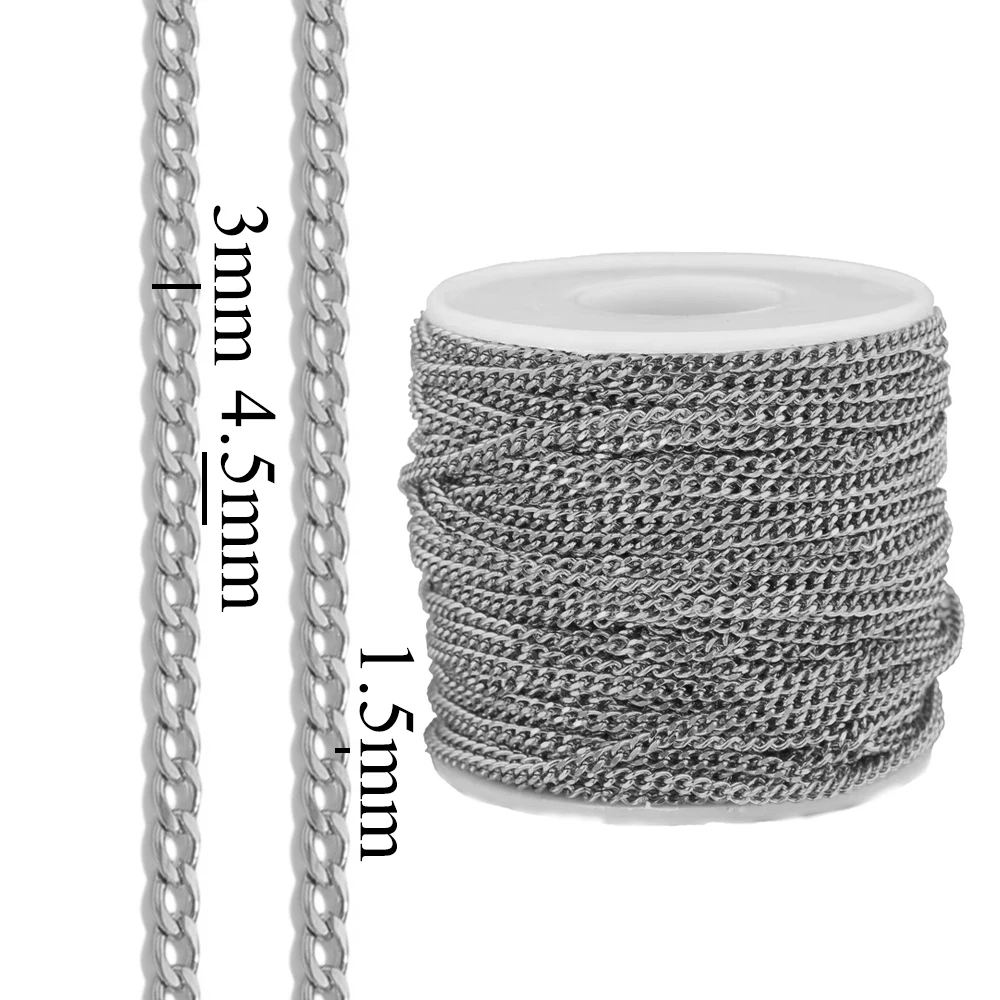 1 Meter Edelstahl Oval Link Kabel Ketten DIY Schmuck Machen Halskette Erkenntnisse Handwerk Armband Fußkettchen Körper Kette Großhandel