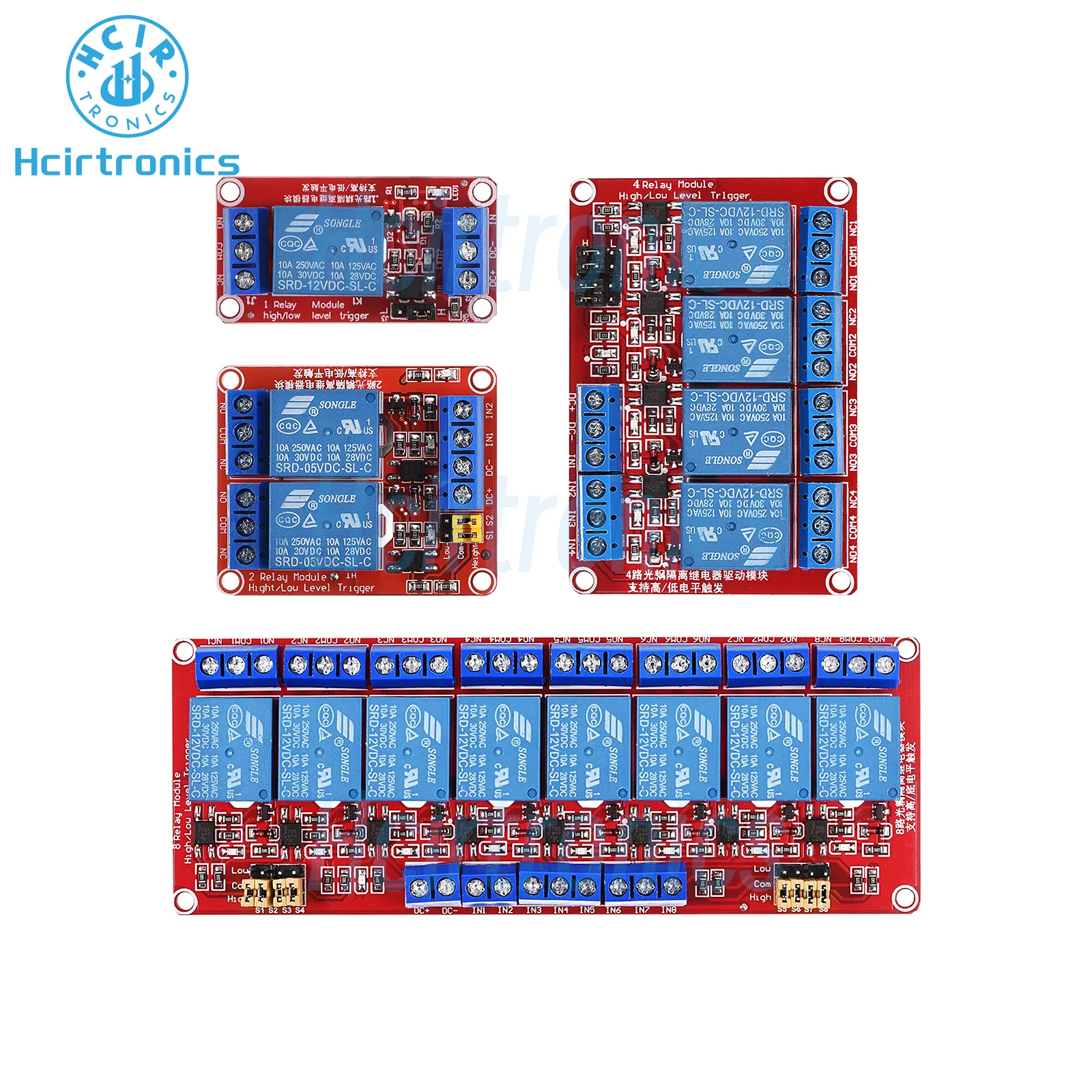 High and Low Level Trigger Relay Module 1/2/4/8 Channel 5V 12V 24V with Optocoupler Support Board Shield