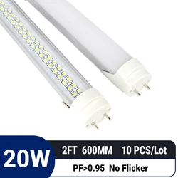 10pcs/lot 2ft 600mm 20W T8 LED Tube|G13 interface|High PF 0.95|Flicker-Free|Non-Dimmable |Energy Saving|replace fluorescent