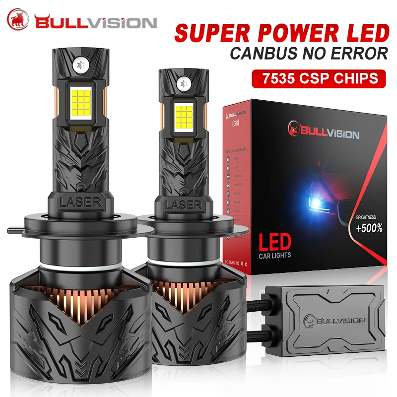 

Светодиодные лампы Bullvision 800W 600000LM Canbus H4 H7 H8 H9 H11 9005 9006 9012 HB3 HB4 для автомобильных фар и противотуманных фар, 6000K 12V