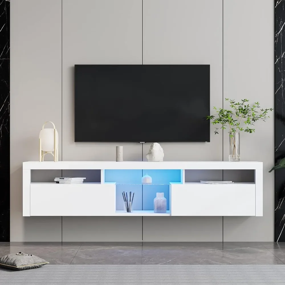 

Wall TV Stand, Walls Mounted Entertainment Media Center TVs Console with Cabinet and Open Shelves, Wall TV Stand