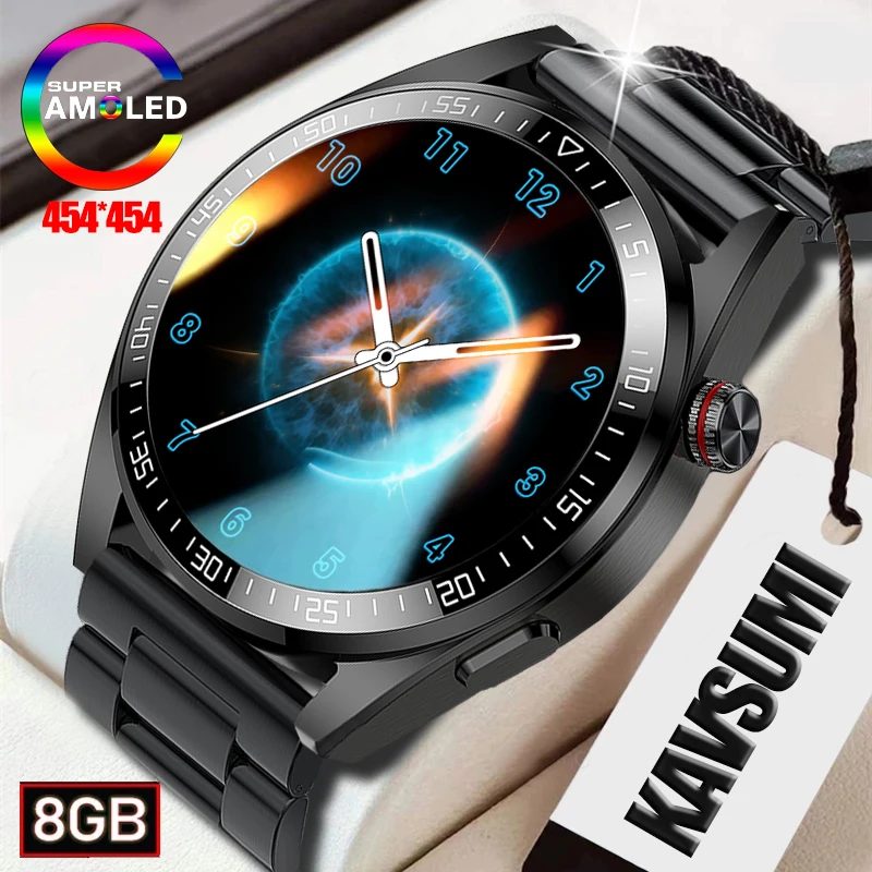 New 454*454 Screen Smart Watch Always Display The Time Bluetooth Call Local Music Smartwatch For Mens Android iOS TWS Earphones