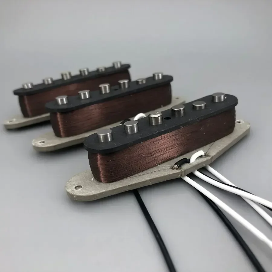 Copper Wire Alnico5 Single Coil 69 St Guitar Pickups Gray Floor White Housing Set