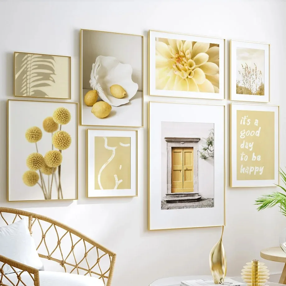 Yellow Lemon Flower Corn White Shell Still Life Posters Prints Canvas Painting Nordic Wall Art Pictures Living Room Home Decor