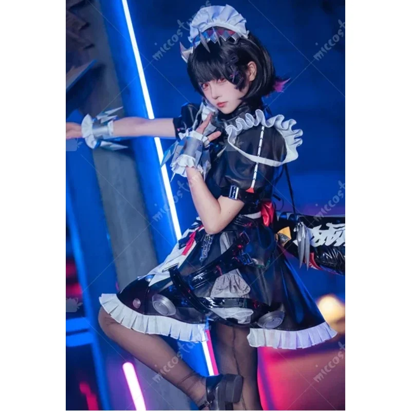 Miccostumes 여성용 엘렌 조 의상 메이드 복장 세트 드레스 앞치마와 헤어밴드 손목밴드 할로윈 코스프레 의상v;2,r'6;t.