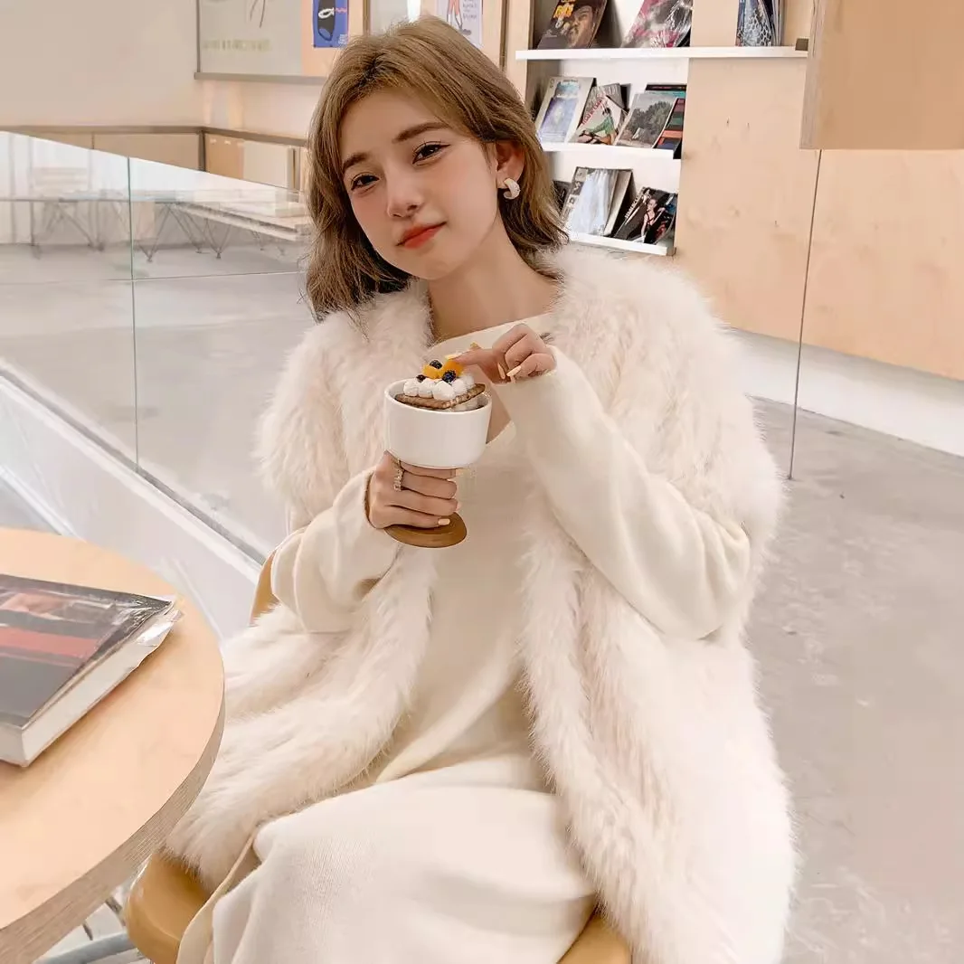 Nuovo gilet in pelliccia Toka, cappotto in pelliccia di volpe con scollo a V di media lunghezza, gilet autunnale e invernale da donna, top in pelliccia