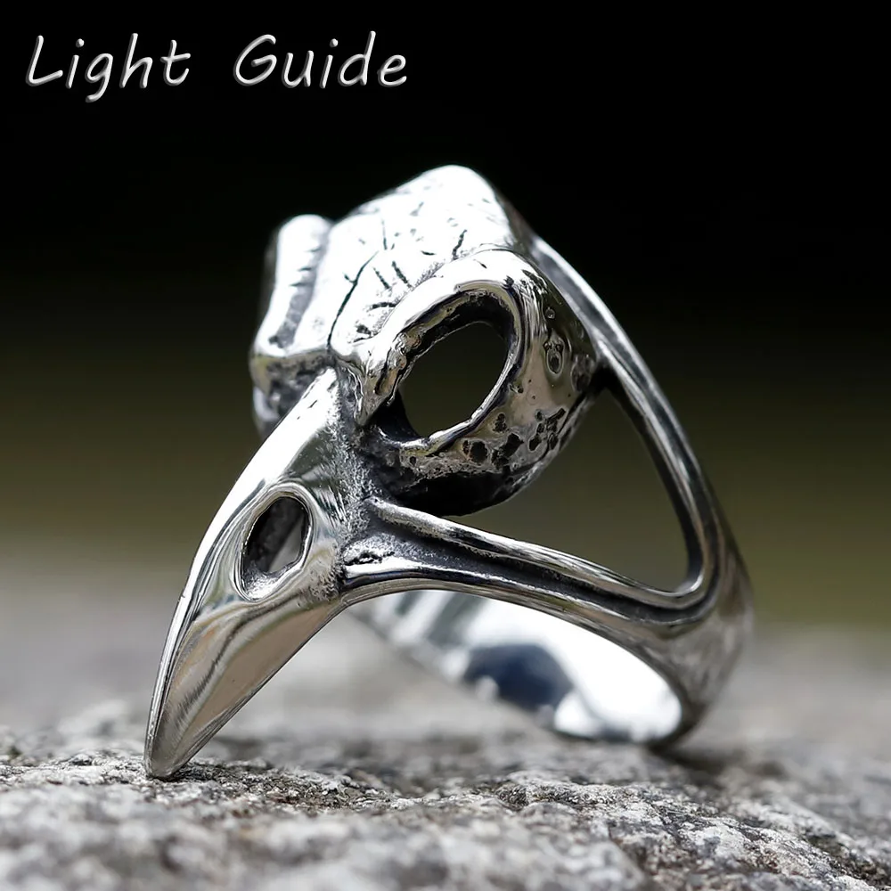 2022 NEW Men\'s 316L stainless steel rings Vintage viking raven head RING for teens animal Jewelry Gift free shipping