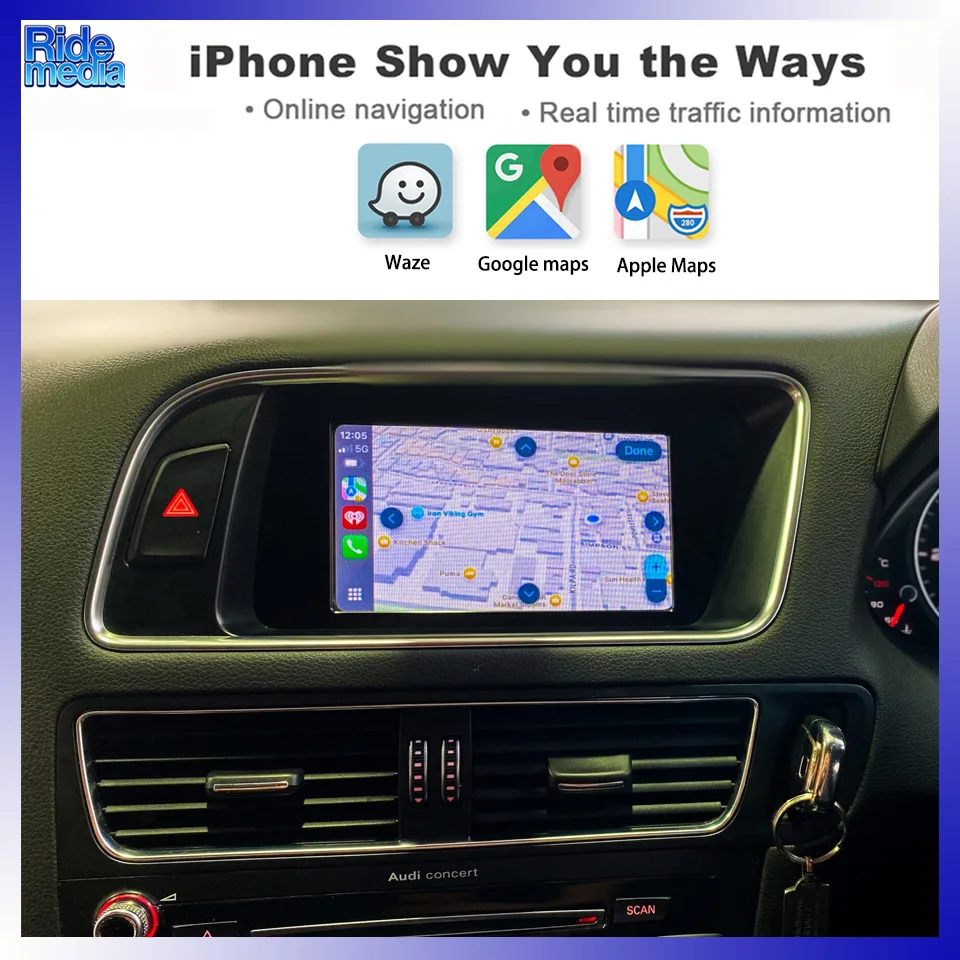 RideMedia 2026 Newly Released Included Touch Panel Android CarPlay Interface for AUDI A4 A5 Q5 NON MMI Symphony Concert Radio