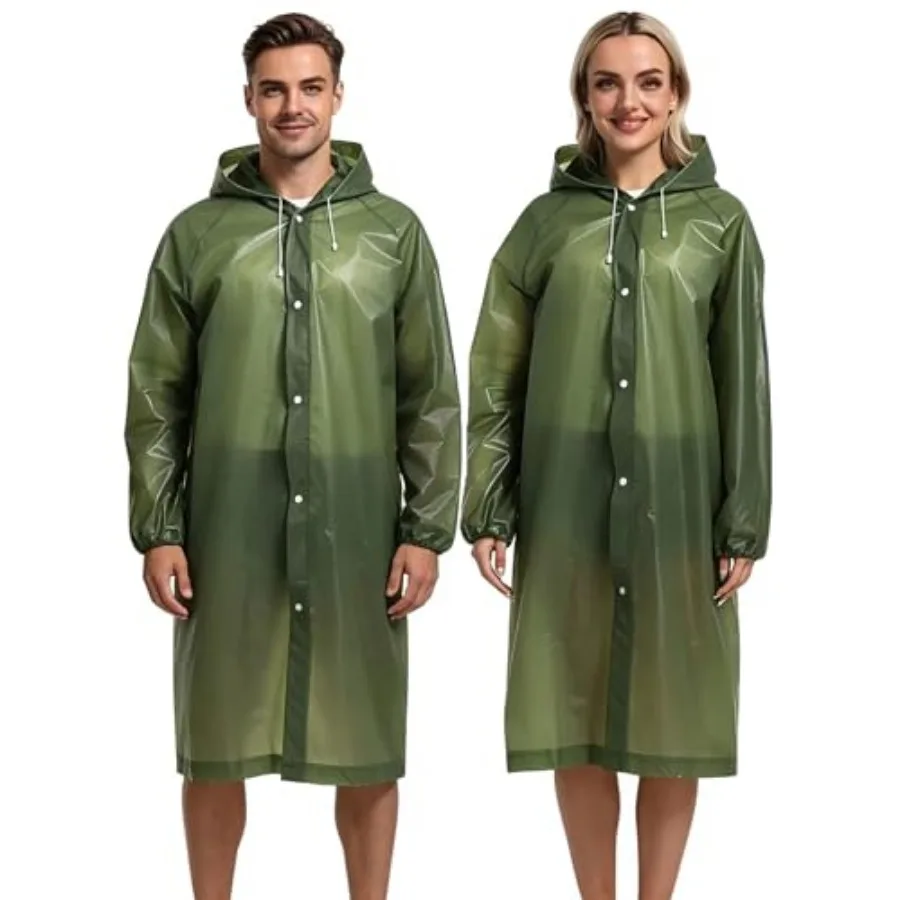 

Rain Coats for Adults, 2 Pack Reusable EVA Rain Ponchos for Camping Hiking Travelling