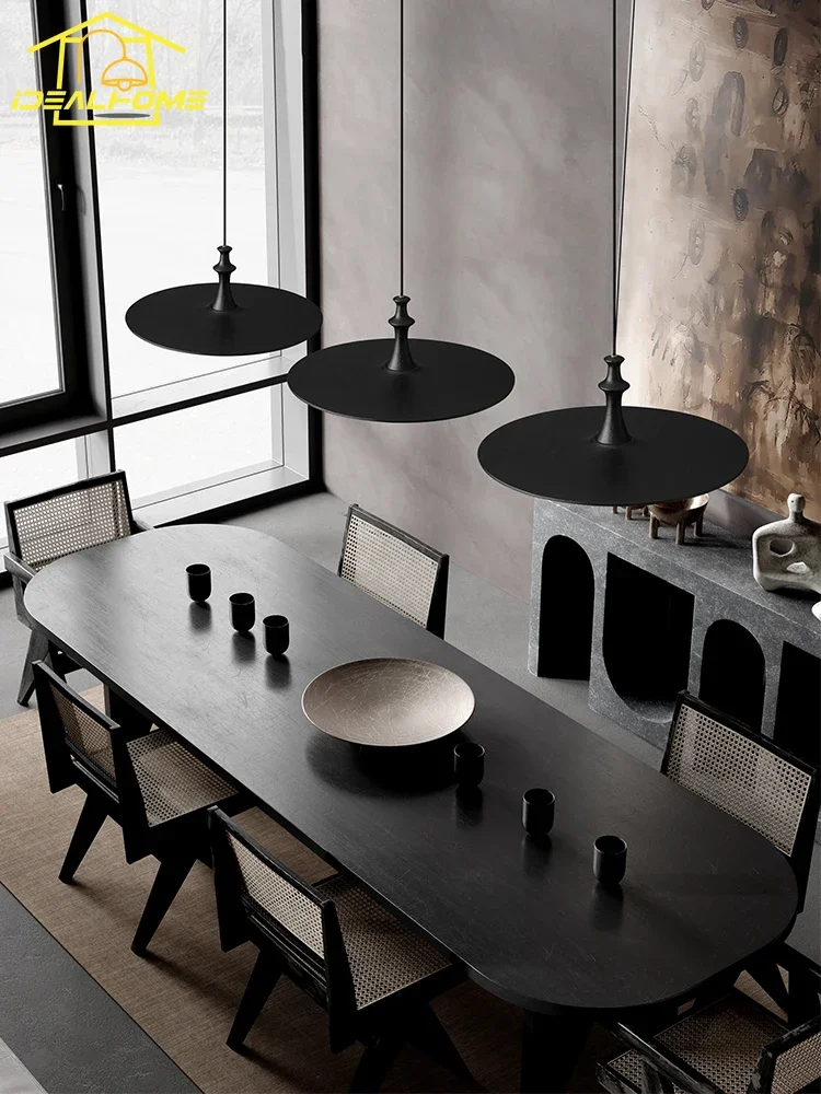 Designer Minimalist Black Solid Wood Flying Saucer Pendant Lights LED GU10 Home Decor Restaurant Study Bar Bedside Tea House Bar