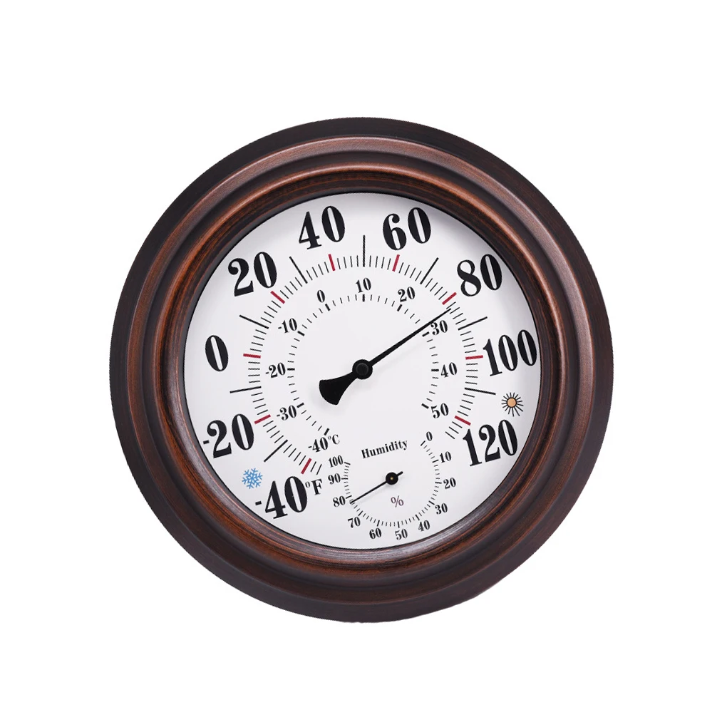 

Thermometer Hygrometer Antique Large Fahrenheit Display Indoor Outdoor Wall Mechanical Instrument Room Bedroom