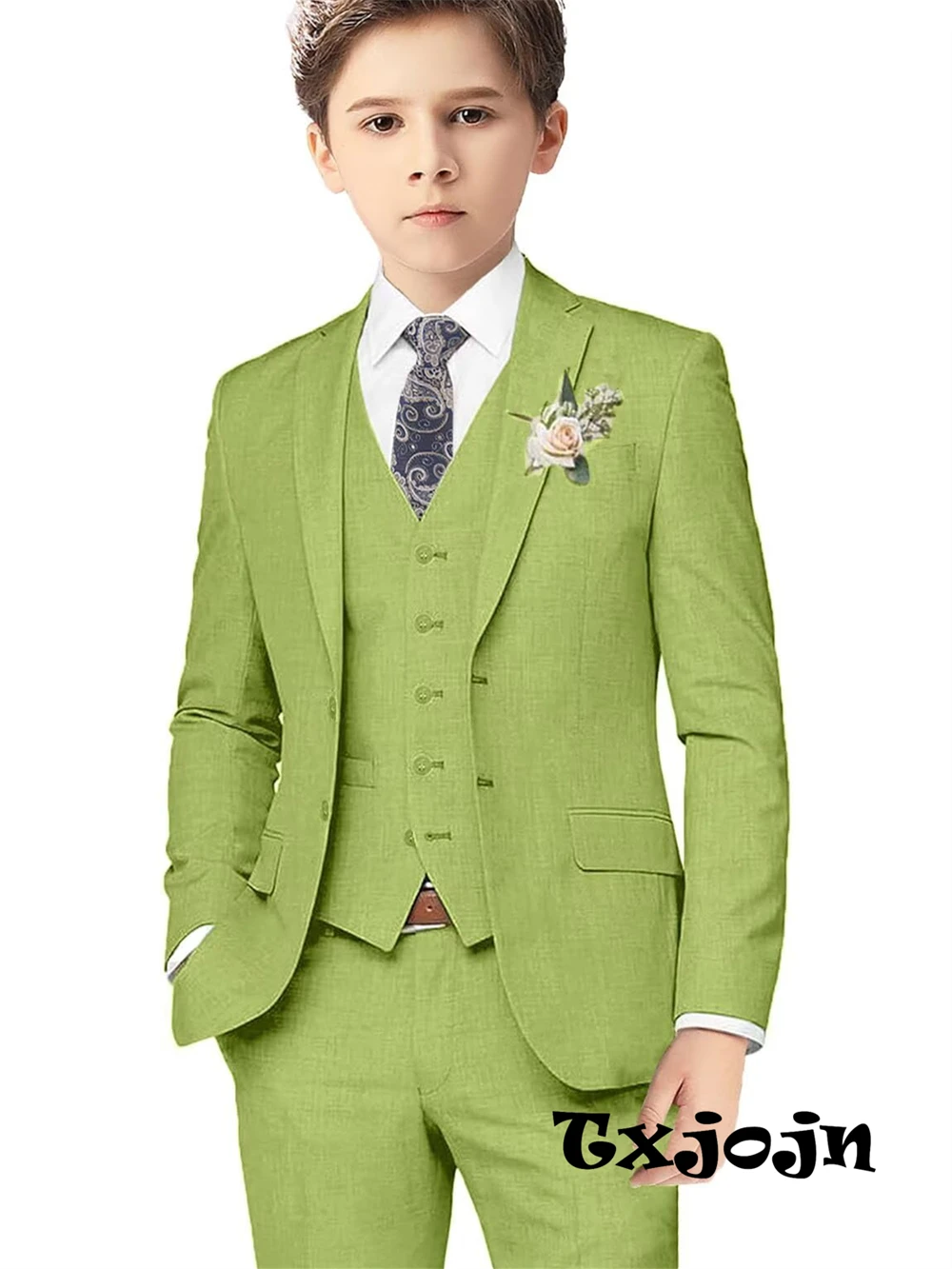 Wedding Linen Suit Set for Kids 2-18 Years High-End Summer Formal Suits 3-Piece Tuxedo Sets Flower Boys Ring Bearer Tux