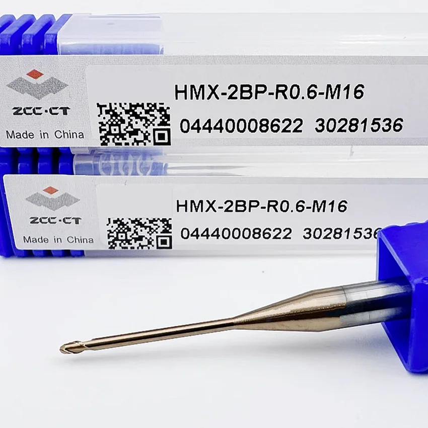 HMX-2BP-R0.6-M16 ZCC.CT HMX-2BP Zweischneidiger, gerader Schaft, langer Hals, kurze Kante, Kugelfräser, 2 Schneiden, Kugelkopffräser