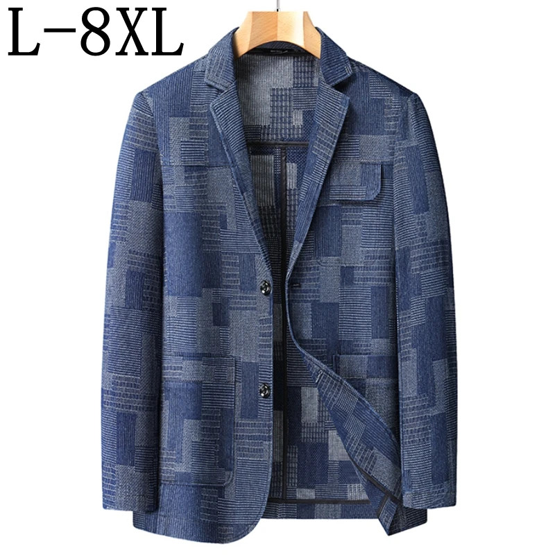 8XL 7XL 6XL 2025 Новые осенние элитные оксфордские пиджаки для мужчин, брендовая одежда, модные клетчатые пиджаки, повседневный свободный пиджак Hombre