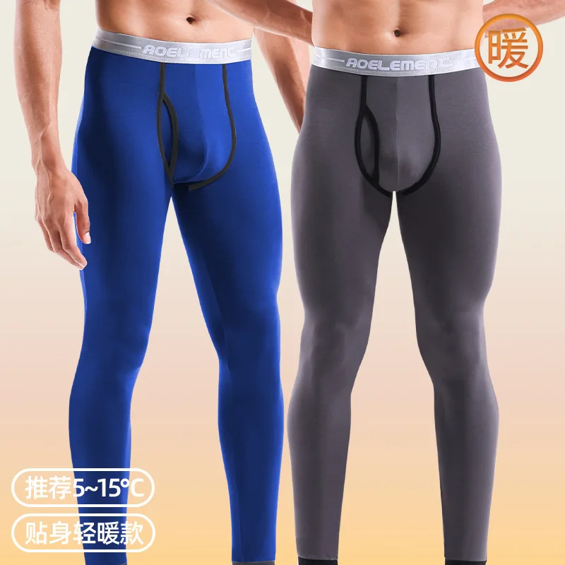 

L-3XL флисовые зимние теплые кальсоны, мужские термобелье с открытой сумкой, нижнее базовое нижнее белье, пижамы для холодной погоды, леггинсы с базовым слоем