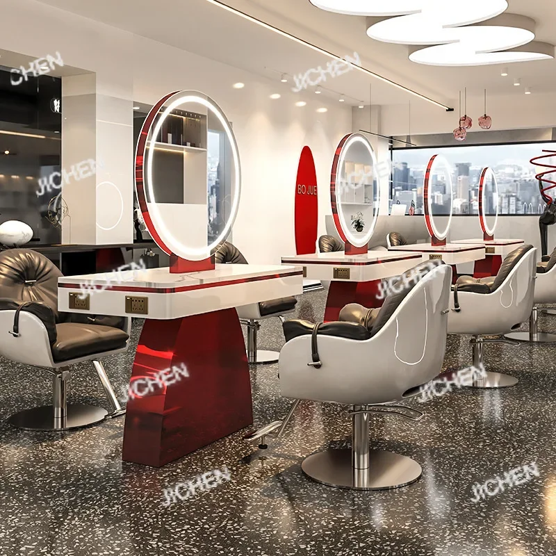 

Зеркальный стол для парикмахерской HS, зеркало для салона красоты с подсветкой, зеркало для стрижки, стол для химической завивки и окрашивания, специально для парикмахерских